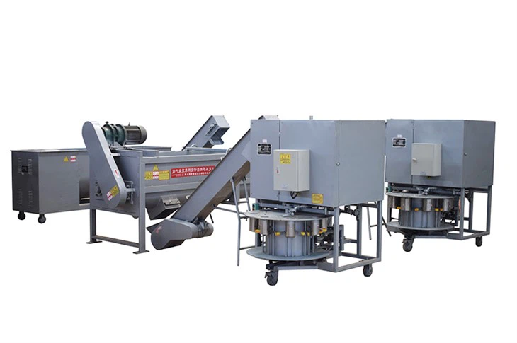 Double-machine stamping and bagging production line